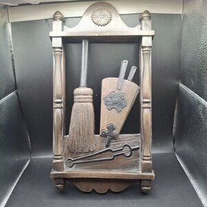Vintage Homco Wall Plaques With Colonial Hearth & Broom Designs 1974 Set of 2